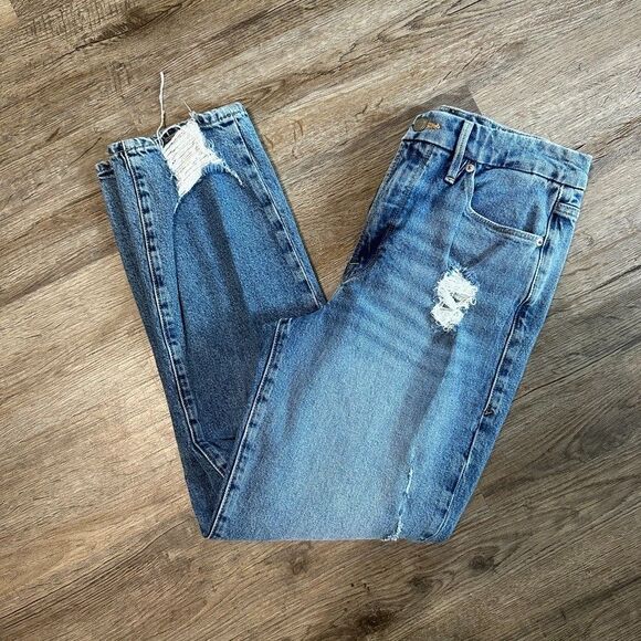 Good American Distressed Boyfriend Jeans Size 6/28 High Rise Waist - Picture 1 of 6